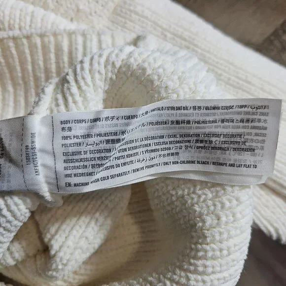 Abercrombie & Fitch Sweater Womens Medium White Crewneck Ribbed Pullover Knit - Picture 4 of 6